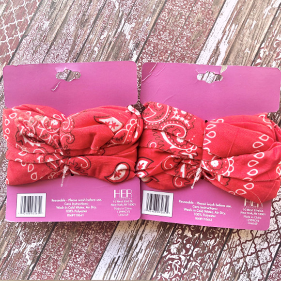 Her Red Polyester 12 Ways To Wear Headwrap Wear As Protective Mask Lot of 2 - Picture 5 of 7